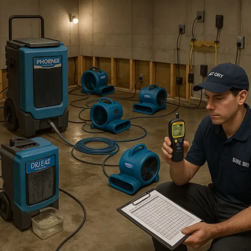 Structural Drying and Dehumidification process in Benavides, TX